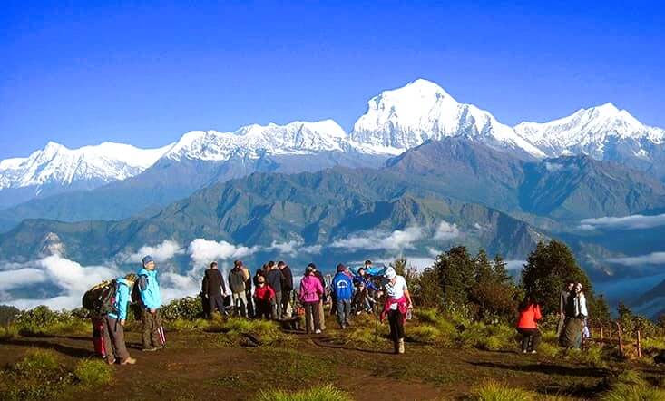 people enjoying scenery of annapurna